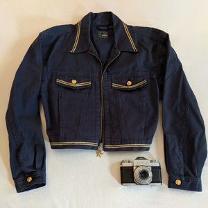 Vintage Cropped Navy Jacket Gold Star